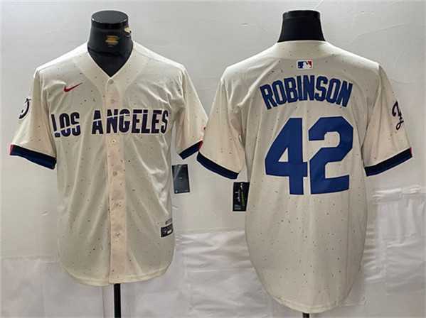 Men%27s Los Angeles Dodgers #42 Jackie Robinson Cream Stitched Baseball Jersey->los angeles dodgers->MLB Jersey